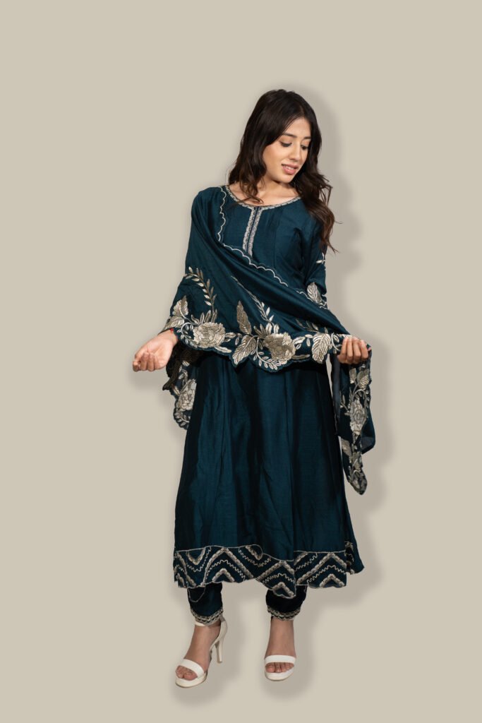 A- Line Embroidered Kurta Set