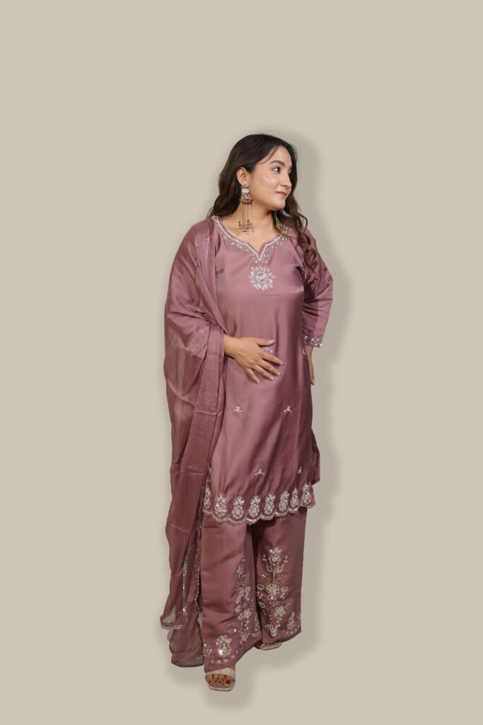 Embroidered Silk Blend Kurta Set