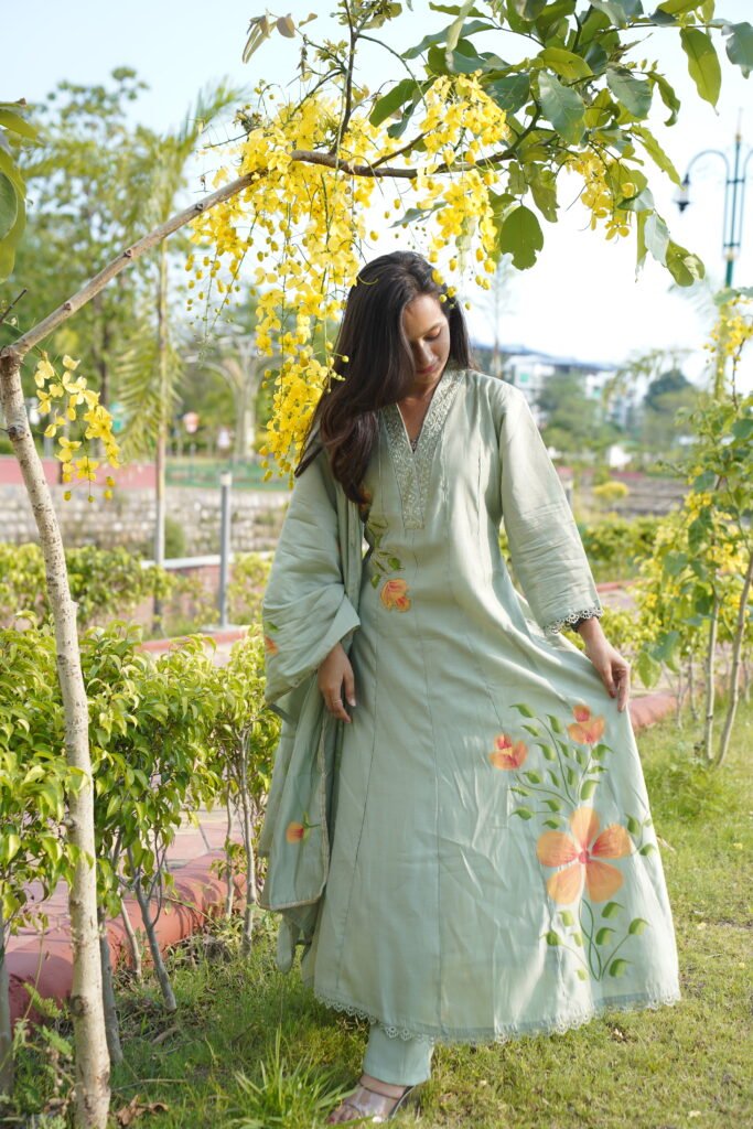 A- Line Cotton Kurta Set