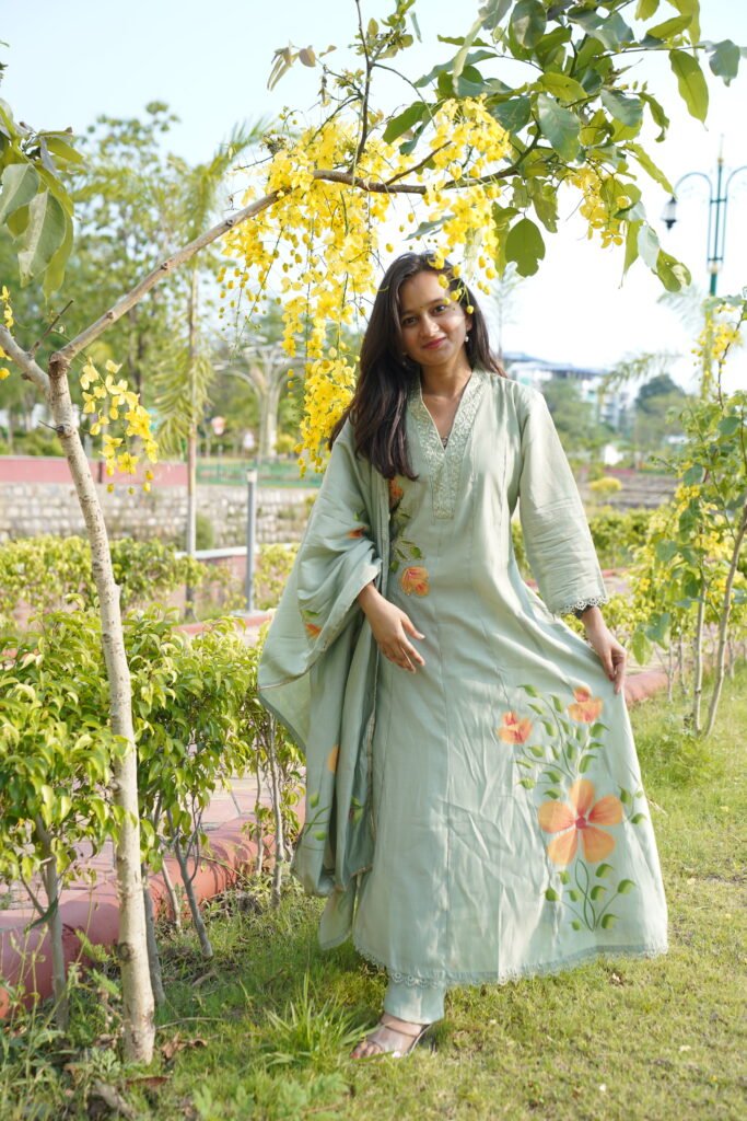 A- Line Cotton Kurta Set