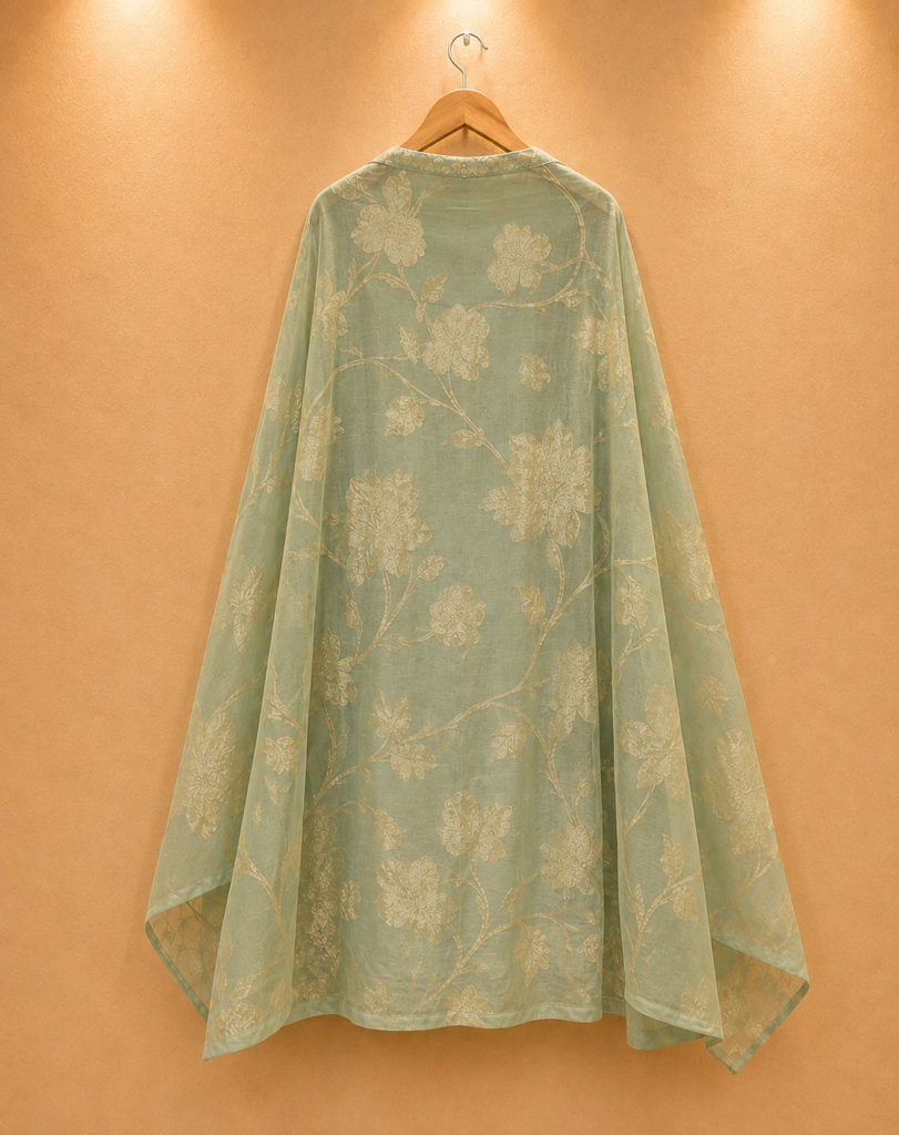 Sage Bloom Embroidered Unstitched Material