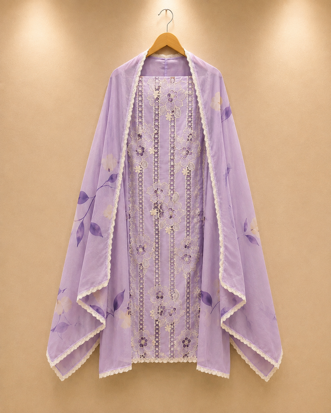 Lavender Bloom Embroidered Unstitched Pakistani Suit
