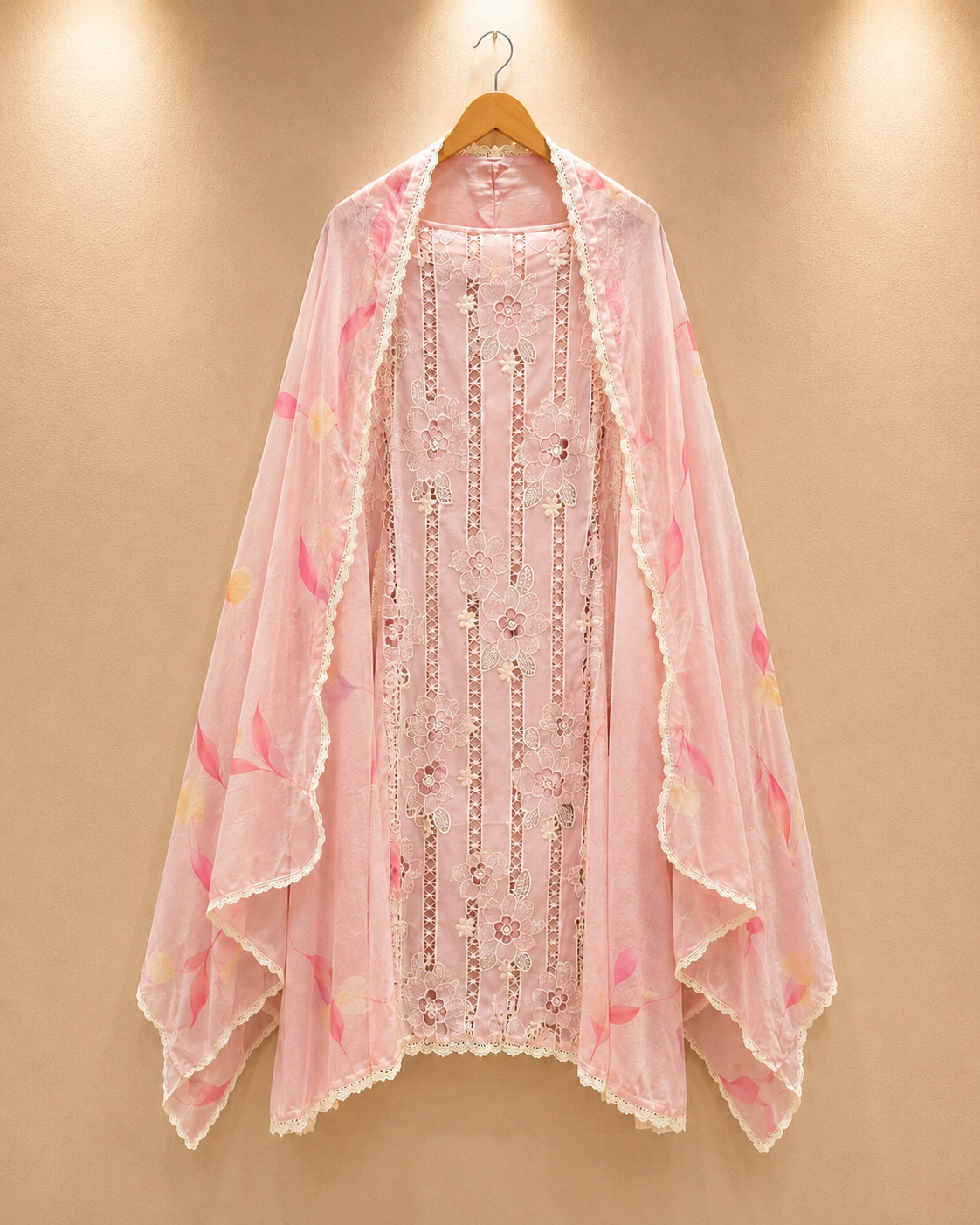 Pink Floral Embroidered Pakistani Unstitched Suit