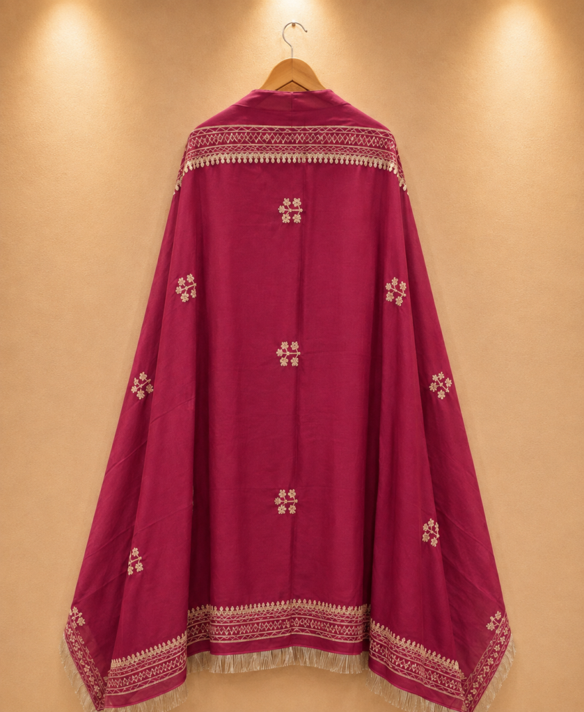 Maroon Embroidered Unstitched Suit