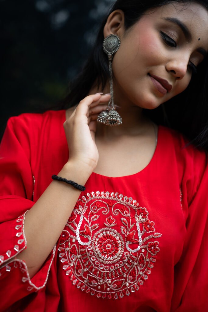 Red Royal Motif Kurta Set