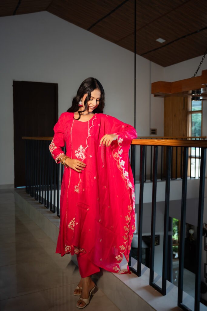 Vibrant Pink Royal Anarkali suit