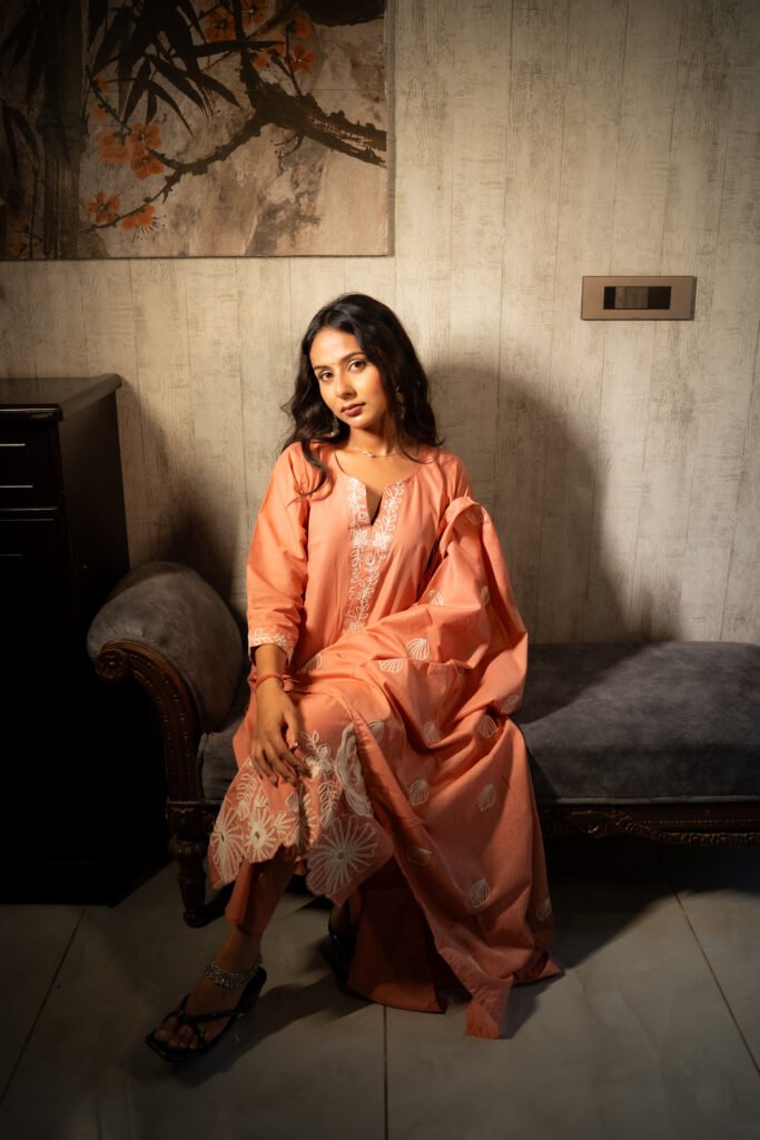 Peach Blossom Embroidered Suit Set