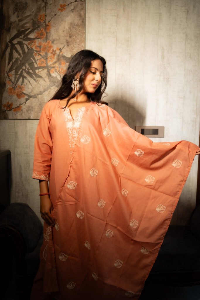 Peach Blossom Embroidered Suit Set