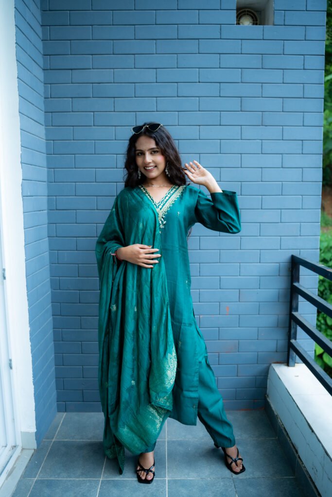 Emerald Embroidered Suit Set