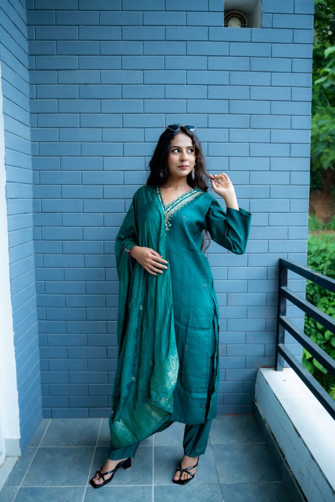 Emerald Embroidered Suit Set