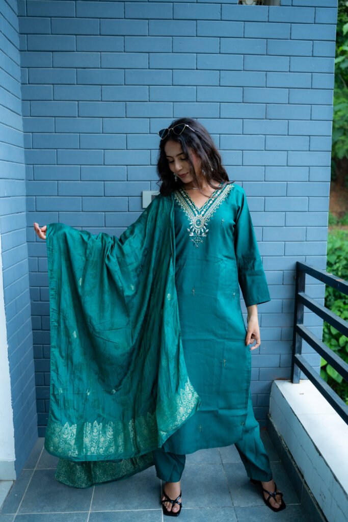 Emerald Embroidered Suit Set