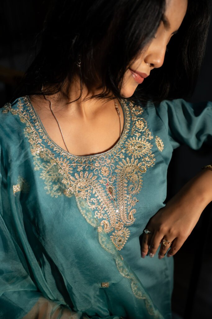 Blue Embroidered Suit Set